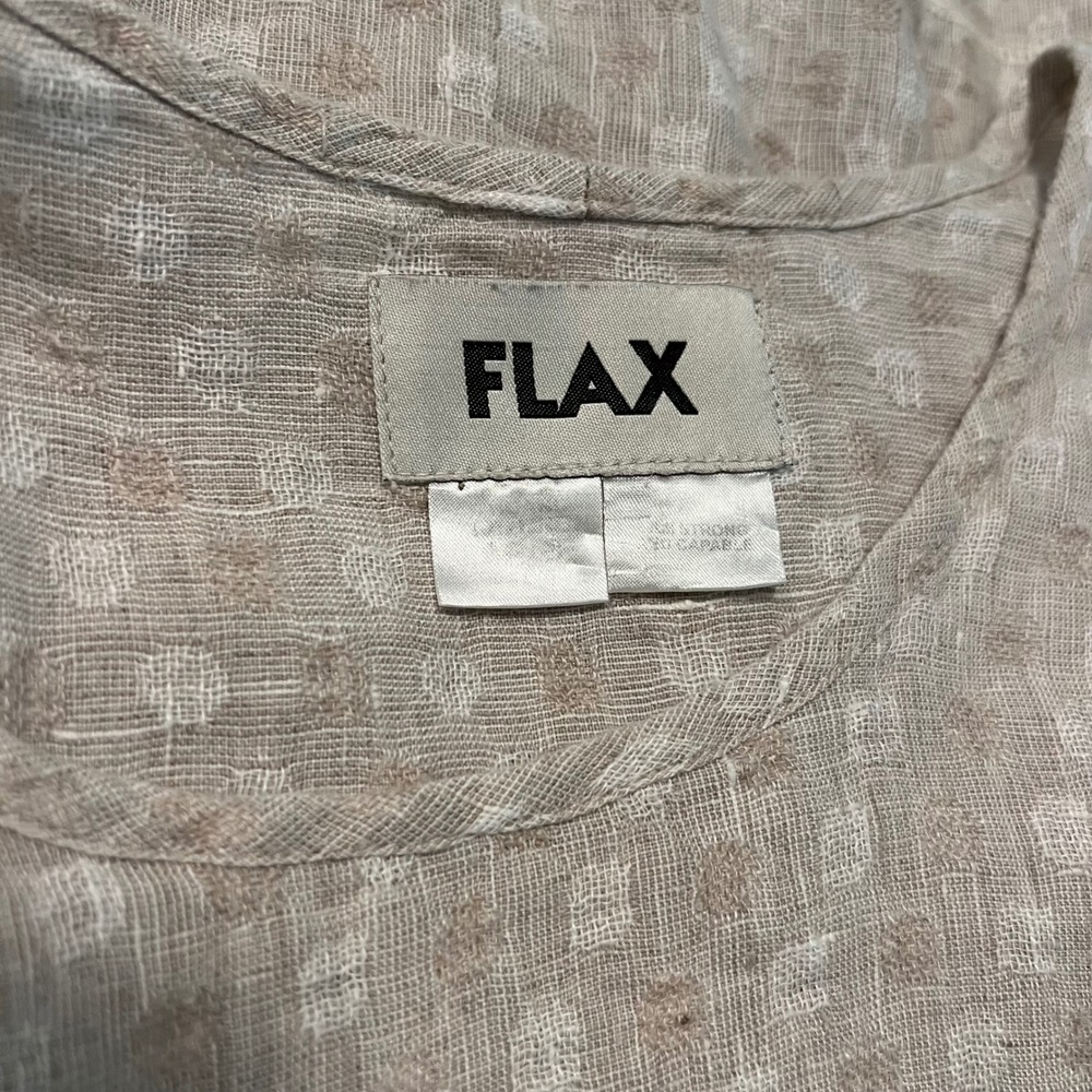 FLAX Oatmeal Linen Textured Tunic Top Scoop Neck Short Sleeve Size large - Picture 3 of 6